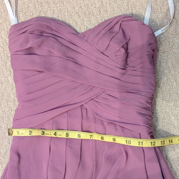 David's Bridal Dusty Rose Ruched Strapless Gown for Wedding Party - size 0 BNWOT - Picture 5 of 7